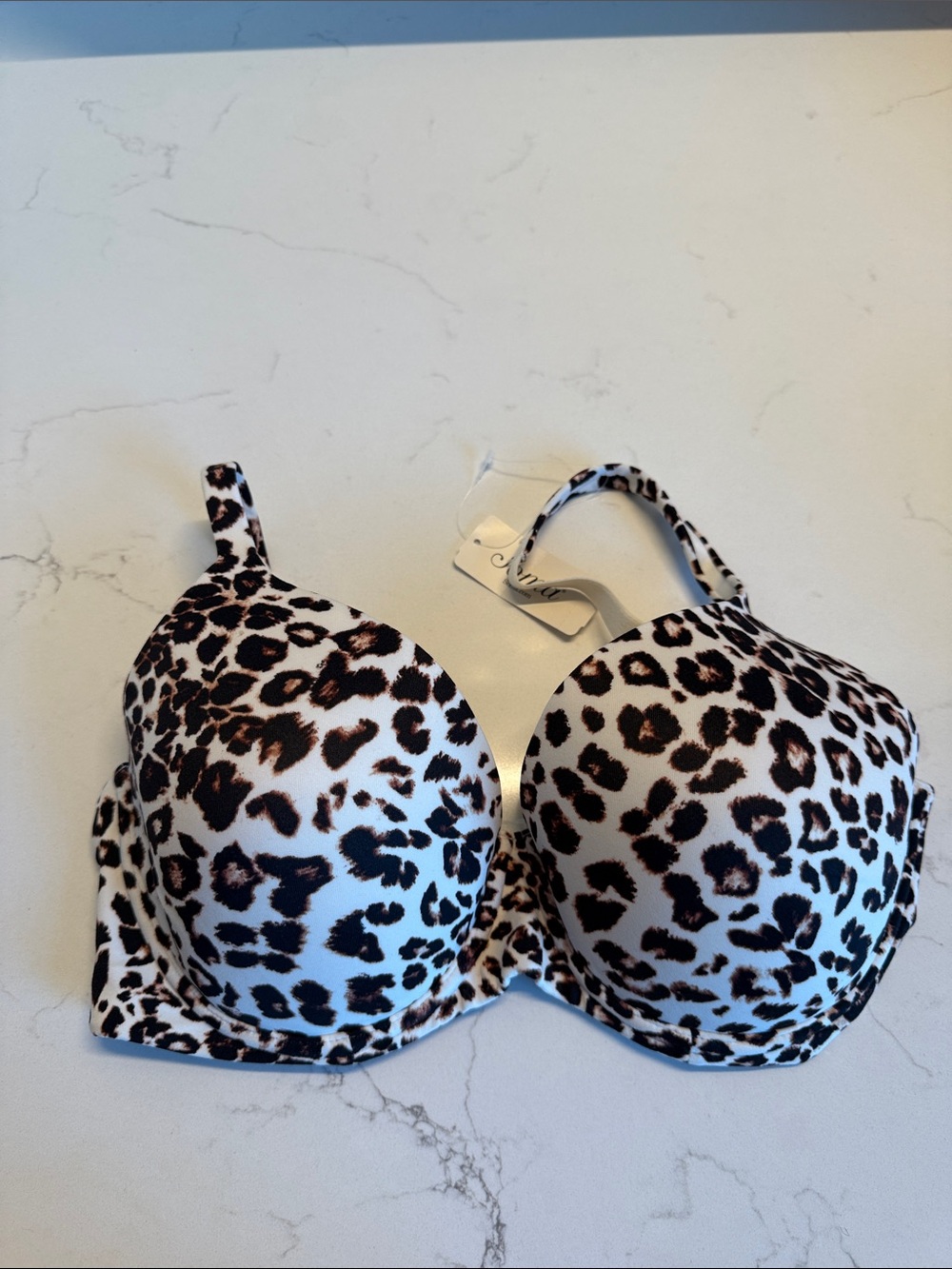 Soma Leopard Print T-Shirt Bra - White & Brown